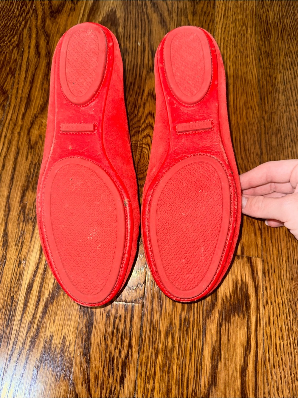 Tory Burch Ruby Red Suede Minnie Travel Ballet Flats - Picture 5 of 6